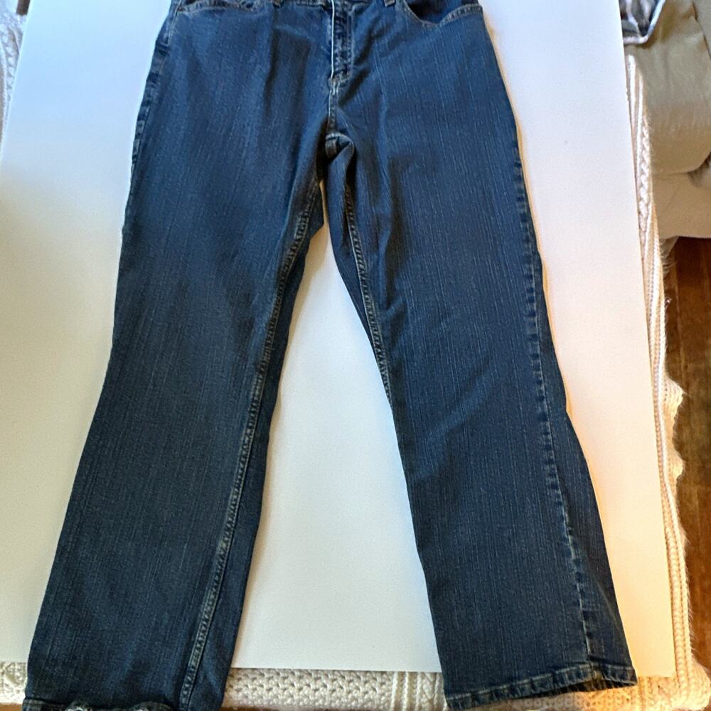 L.L.Bean Womens Classic Fit Straight Leg Jeans Dark Wash Stretch Denim Sz 14R